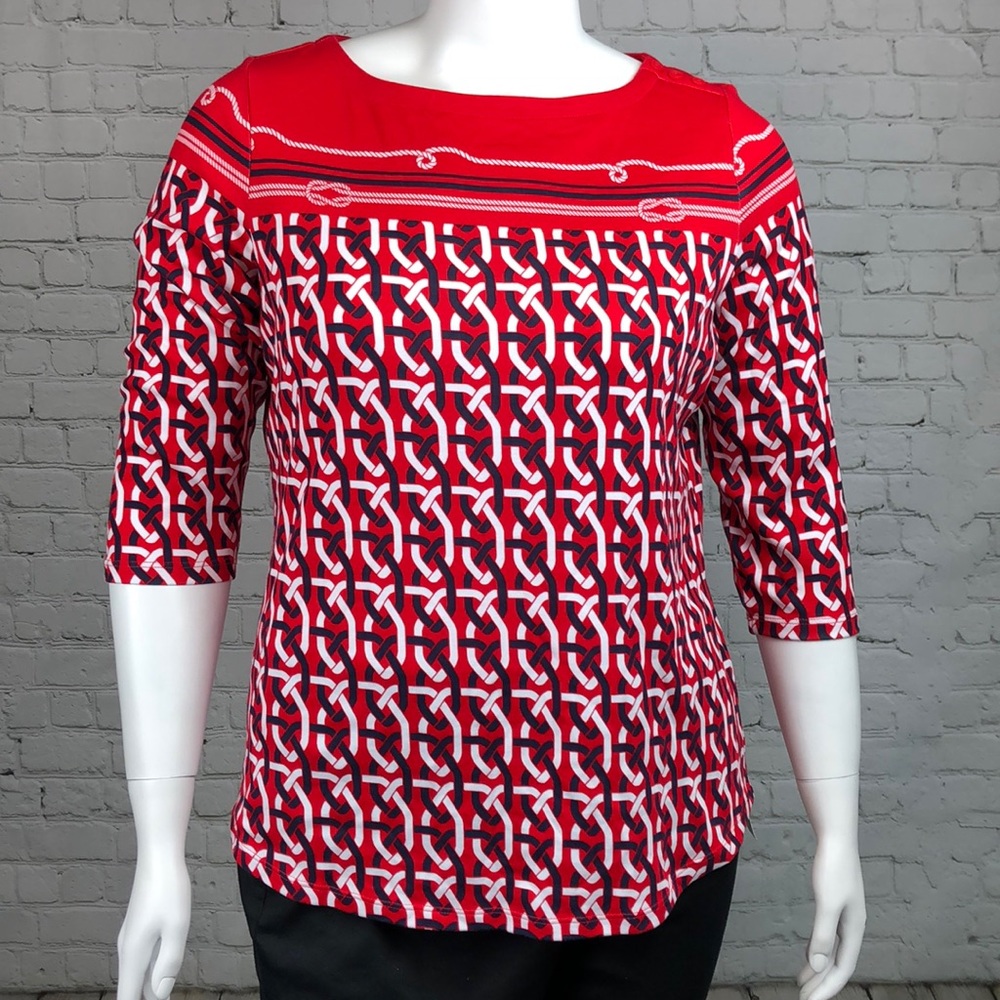 0X 3X Charter Club Red White & Blue Nautical Top - Picture 2 of 5
